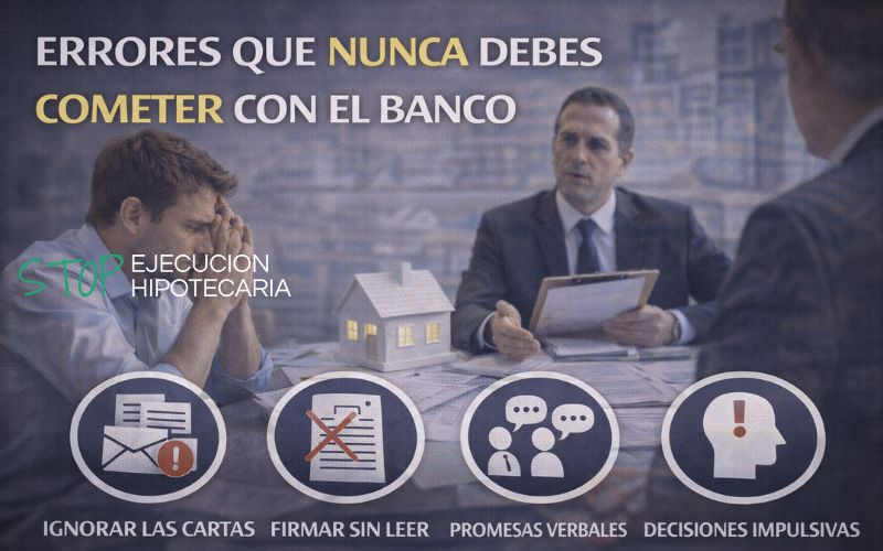 Errores que nunca debes cometer con el banco cuando tienes problemas con tu hipoteca