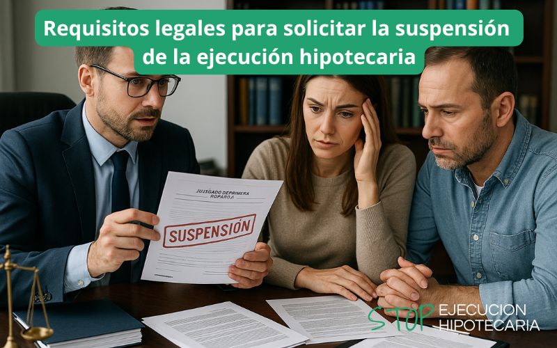 Requisitos legales solicitar suspensión ejecución hipotecaria