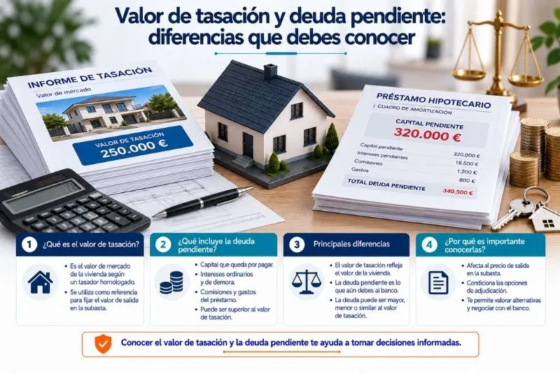 valor de tasación frente a deuda hipotecaria