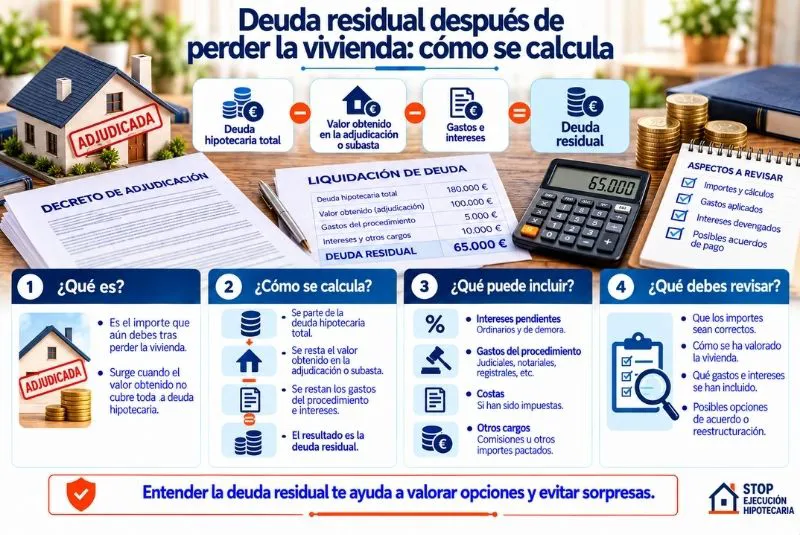 deuda residual tras subasta hipotecaria