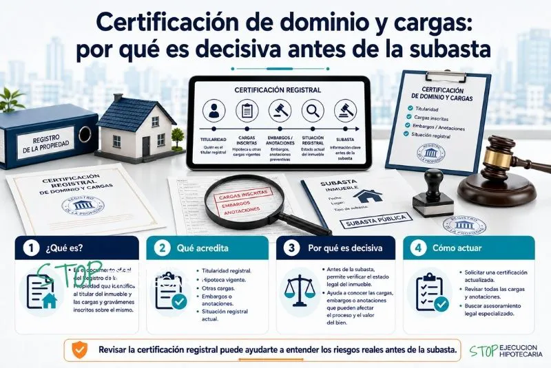 certificación registral de dominio y cargas