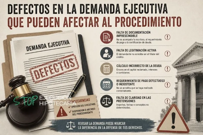 defectos en demanda ejecutiva hipotecaria